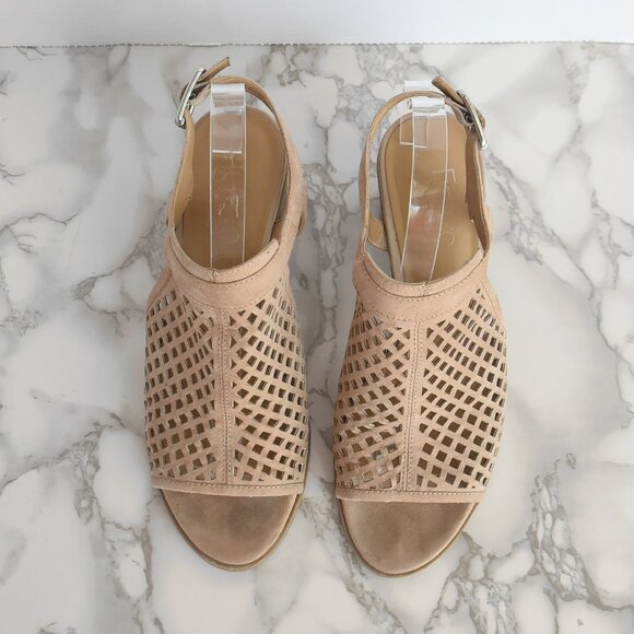 Franco Sarto Harlet 2 Block Heel Sandals Leather Suede Open Toe Size 7.5 M - Picture 4 of 7